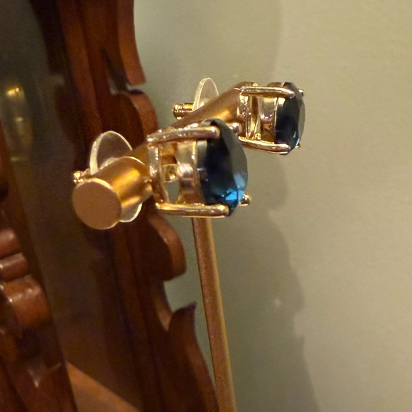 Vintage Y2K KATE SPADE • Navy/Gold Gumdrop Stud Earrings - Picture 9 of 10